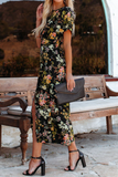 Fashion Print Slit O Neck Irregular Dress Dresses