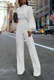 Casual Solid Patchwork Half A Turtleneck Straight Jumpsuits(3 colors)