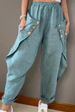 Casual Patchwork Buckle Harlan Mid Waist Harlan Bottoms(5 colors)