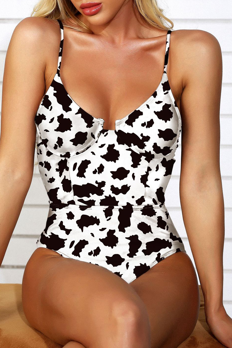 Vacation Print Split Joint Backless Swimwears(5 colors)