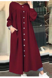 Casual Solid Buckle Mandarin Collar Shirt Dress Dresses(5 colors)