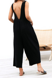 Casual Solid Patchwork O Neck Loose Jumpsuits(6 colors)