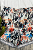Fashion Print Patchwork Straight Mid Waist Straight Full Print Bottoms(5 colors)