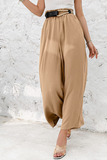 Casual Solid Patchwork Loose High Waist Wide Leg Solid Color Bottoms(10 colors)
