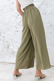 Casual Solid Patchwork Loose High Waist Wide Leg Solid Color Bottoms(10 colors)