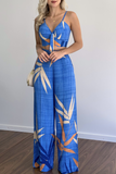 Fashion Print Spaghetti Strap Straight Jumpsuits(5 Colors)