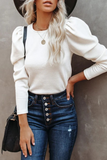 Casual Solid Patchwork O Neck Tops(4 Colors)