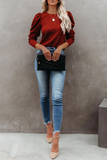 Casual Solid Patchwork O Neck Tops(4 Colors)