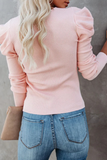 Casual Solid Patchwork O Neck Tops(4 Colors)