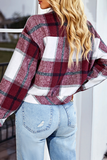 Casual Plaid Patchwork Turndown Collar Tops(4 colors)