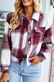 Casual Plaid Patchwork Turndown Collar Tops(4 colors)