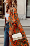 Fashion Print Patchwork Cardigan Collar Outerwear