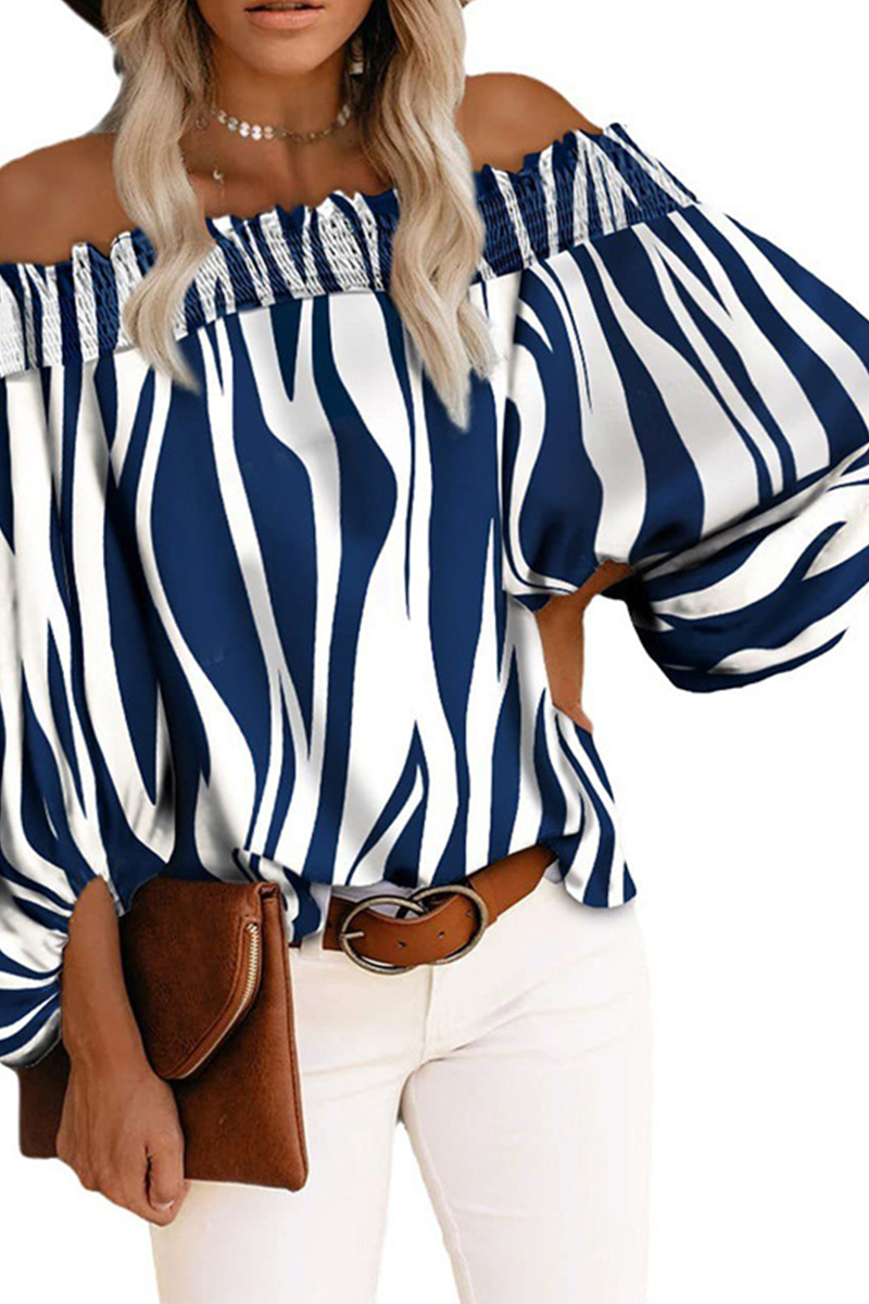 Casual Striped Patchwork Off the Shoulder Tops(6 Colors)