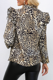 Casual Print Patchwork Zipper Collar Outerwear（5 colors）