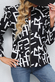 Casual Print Patchwork Zipper Collar Outerwear（5 colors）