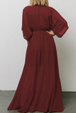 Casual Print Patchwork V Neck Waist Skirt Dresses(7 Colors)