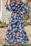 Casual Print Patchwork V Neck Waist Skirt Dresses(7 Colors)