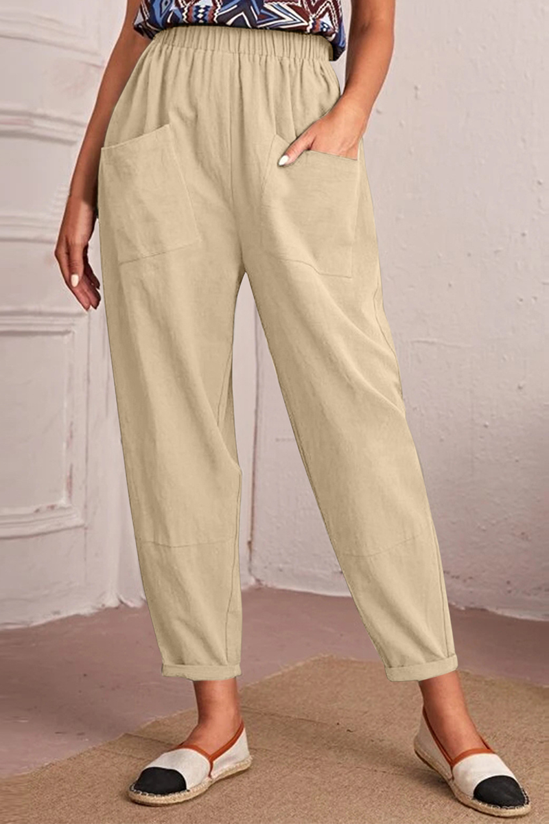Casual Solid Patchwork Harlan Mid Waist Harlan Solid Color Bottoms