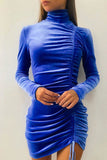 Sexy Elegant Solid Draw String Half A Turtleneck Wrapped Skirt Dresses(8 colors)
