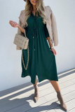 Casual Solid Patchwork Turndown Collar Shirt Dress Dresses(3 colors)