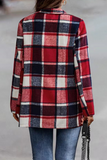 Fashion Plaid Patchwork Turndown Collar Outerwear