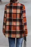Fashion Plaid Patchwork Turndown Collar Outerwear