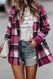 Fashion Plaid Patchwork Turndown Collar Outerwear