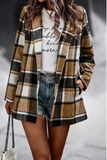 Fashion Plaid Patchwork Turndown Collar Outerwear