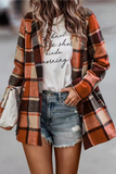 Fashion Plaid Patchwork Turndown Collar Outerwear