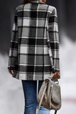 Fashion Plaid Patchwork Turndown Collar Outerwear