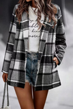 Fashion Plaid Patchwork Turndown Collar Outerwear