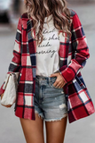Fashion Plaid Patchwork Turndown Collar Outerwear