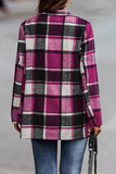 Fashion Plaid Patchwork Turndown Collar Outerwear