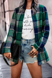 Fashion Plaid Patchwork Turndown Collar Outerwear