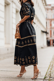 Casual Print Patchwork O Neck Shirt Dress Dresses(3 colors)