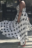 Casual Dot Patchwork One Shoulder Waist Skirt Dresses