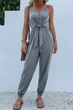 Casual Solid Patchwork Spaghetti Strap Harlan Jumpsuits