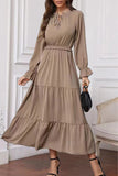Fashion Elegant Solid Frenulum Lotus Leaf Collar Long Dress Dresses(8 colors)