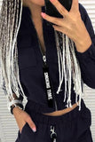 Casual Solid Zipper Mandarin Collar Three Quarter Two Pieces(3 colors)
