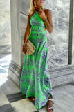 Sexy Print Printing Halter A Line Dresses(3 colors)