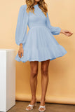 Fashion Solid Flounce O Neck Long Sleeve Dresses(11 colors)