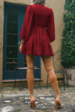 Fashion Solid Flounce O Neck Long Sleeve Dresses(11 colors)