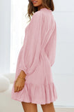 Fashion Solid Flounce O Neck Long Sleeve Dresses(11 colors)