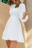 Fashion Solid Flounce O Neck Long Sleeve Dresses(11 colors)