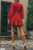 Fashion Solid Flounce O Neck Long Sleeve Dresses(11 colors)