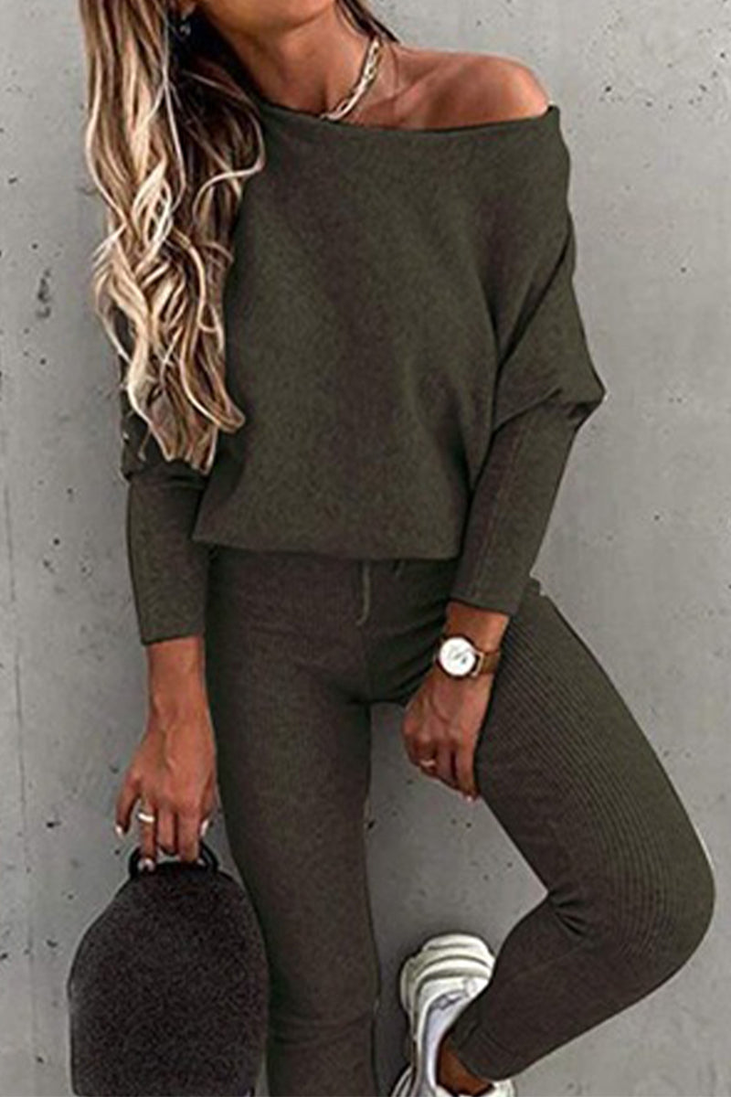 Fashion Casual Solid Patchwork Long Sleeve Two Pieces(7 colors)