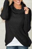 Fashion Casual Solid Patchwork Scarf Collar Sweaters(4 colors)