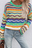 Fashion Striped Patchwork O Neck Sweaters(4 colors)