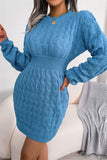 Fashion Casual Solid Patchwork O Neck Long Sleeve Dresses(3 Colors)