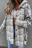 Fashion Casual Plaid Contrast Turndown Collar Outerwear